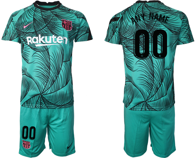 Men 2021 Barcelonagreen training suit custom soccer jerseys
